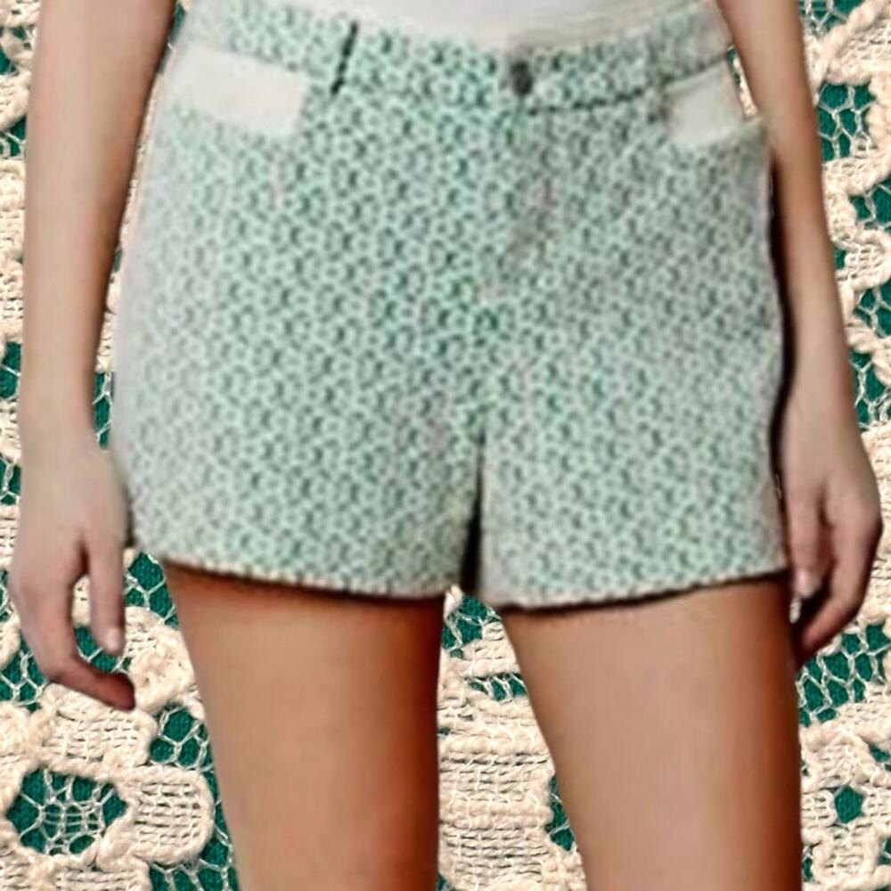 Anthropologie Cartonnier Green White Floral Lace
Overlay Shorts Size 6